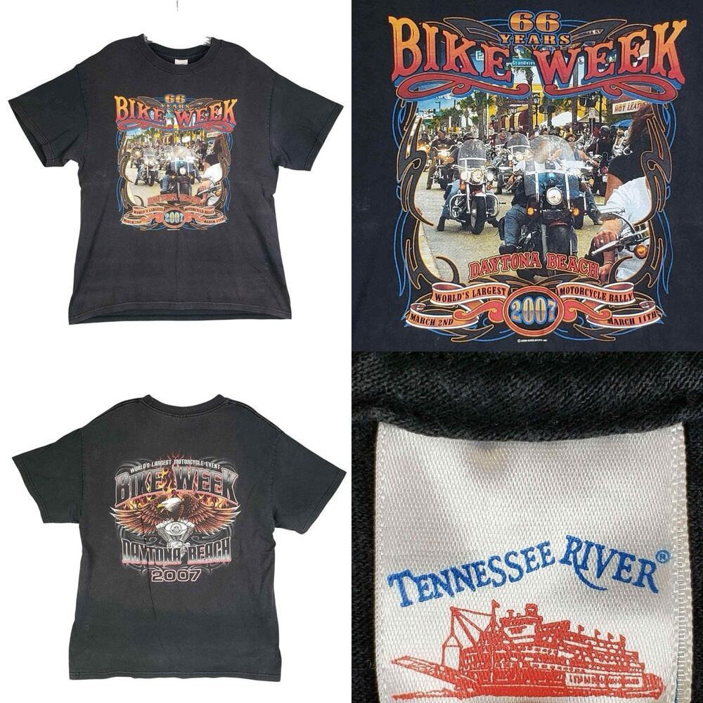 Vintage Bike Week Daytona Beach 2007 Tee Shirt Adult Large L Y2K Biker Grunge